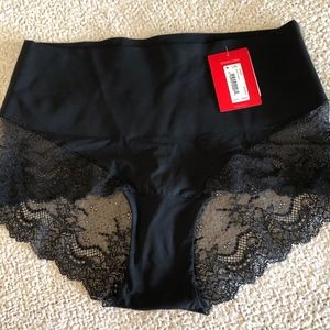 Spanx Lace Hi-Hipster Very Black, Size Large